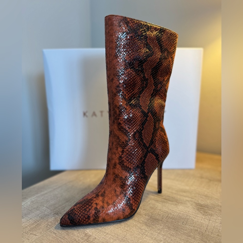 Katy Perry “The Rival” Snake Print Mid-Calf Stiletto Boot | Size 5.5 | NWT